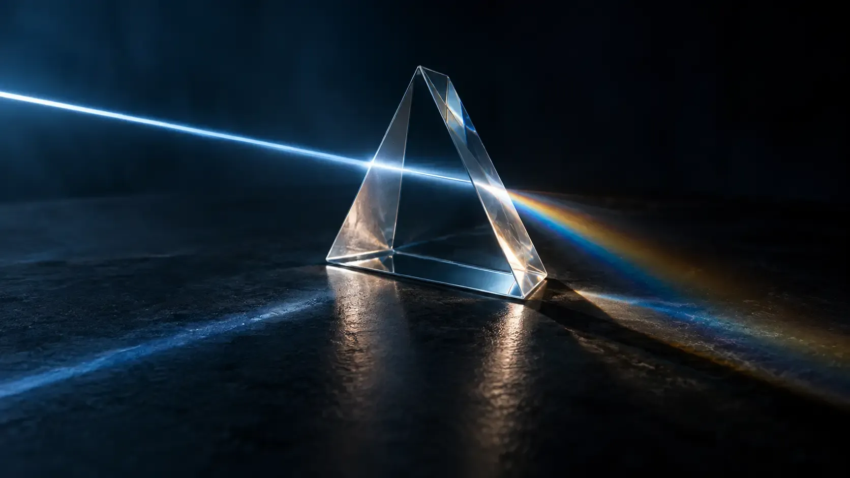 Light refracting through a glass prism