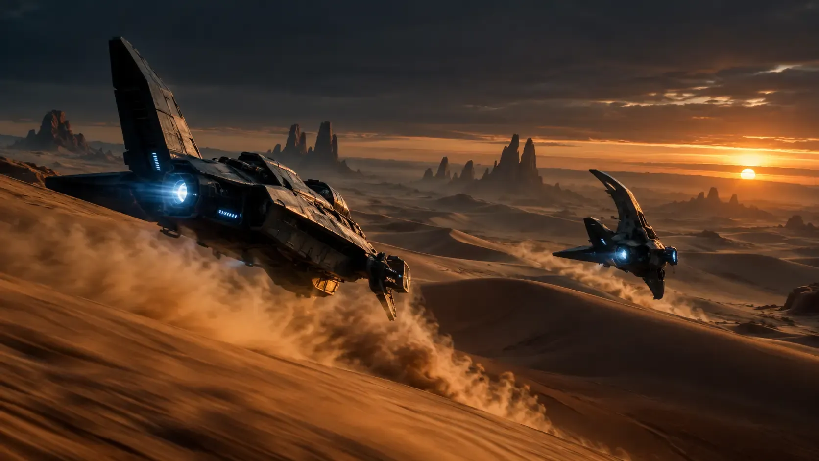 Original science fiction pursuit across an alien desert